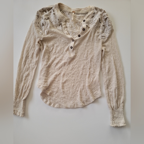 Free People Boho hippie half button down s/m top - Picture 3 of 14